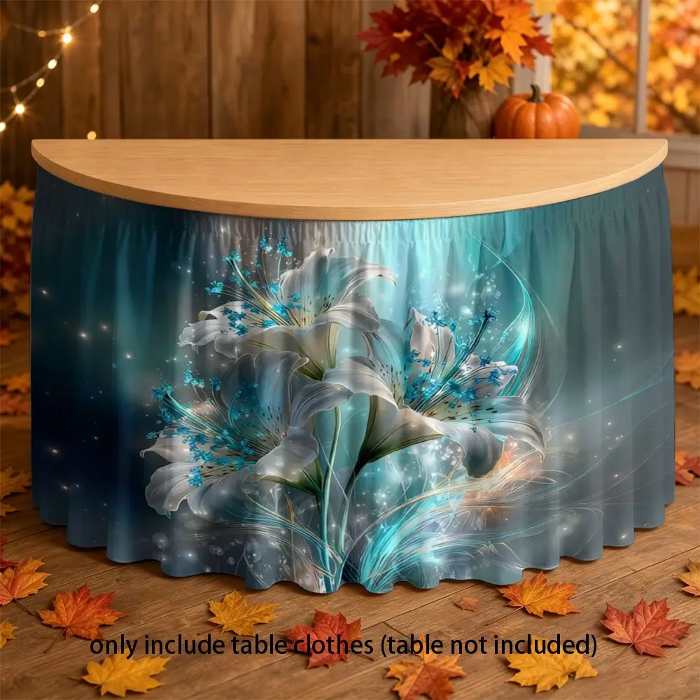 2D multi-functional tablecloth, a highly popular keyword, abstract blue floral artistic print