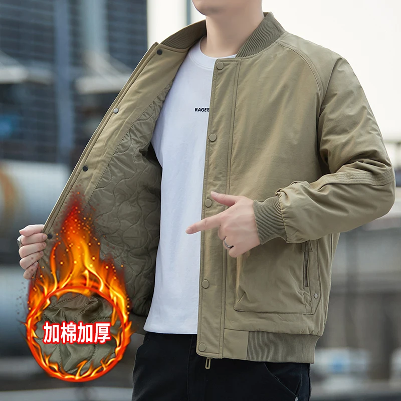 

Men's Windproof Winter New Thick Parkas Solid Color Simple Stand Collar Men's Casual Jacket Design Thick Cold Proof Men's Coat