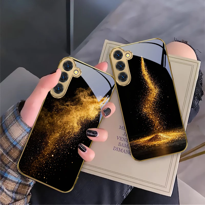

Luxurious golden beauty For Samsung Galaxy S20 FE S21 S22 S23 Plus S24 Ultra 25Ultra S21+ S9+ S22Plus Golden glass phone case