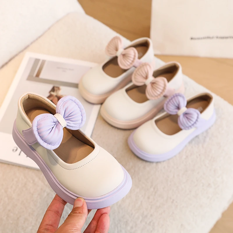 

Girls Cute Mary Jane Flats Bow Pastel Color Block Platform Shoes Comfortable Toddler Kids Casual Dress Shoes for School Party