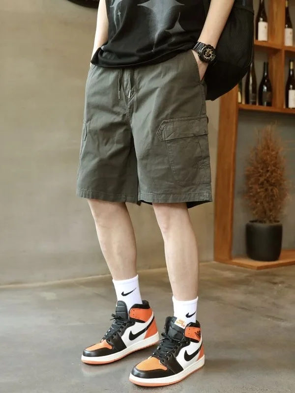 

Casual Cotton orts Men's Loose Fit Summer Thin Five-Point Beach Pure Cotton Mid-Length Trendy Workwear Youth Active Straigh...