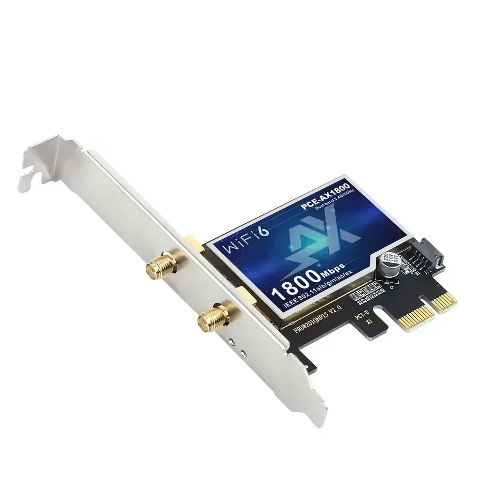 1800Mbps WiFi 6 PCIe محول لاسلكي سطح المكتب PCIe محول BT5.2 802.11AX AX1800 2.4G/5G بطاقة WiFi لـ Win10/11