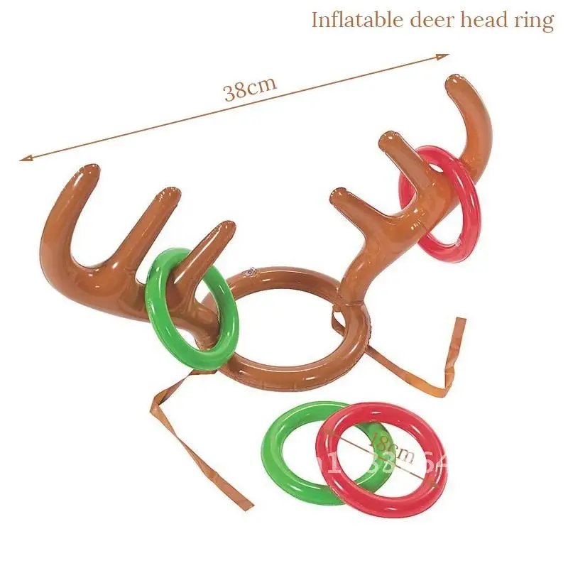 2set Inflatable Funny Reindeer Antler hat Ring Toss Game family Christmas party Favors Navidad New Year Gift Game Xmas Deco Noel