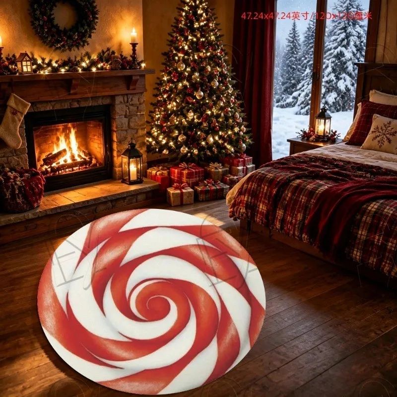 Cute Dachshund Dog Round Rug Christmas Wreath Circular Carpet Living Room Puppy Pet Lover Holiday Decor Bedroom Soft Area Rugs