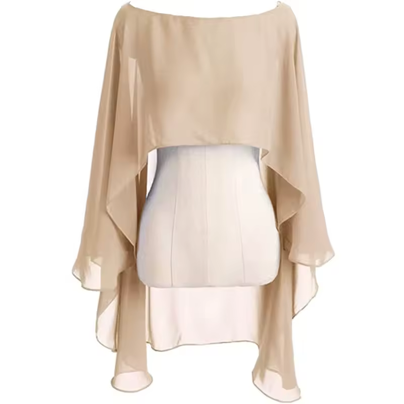 Chiffon Cape Bolero Women Femme Mariage Chalas Mujer Evening Wedding Bridal Jacket Wraps Accessories Peleryna Cloak Boda Shawl - Image 2