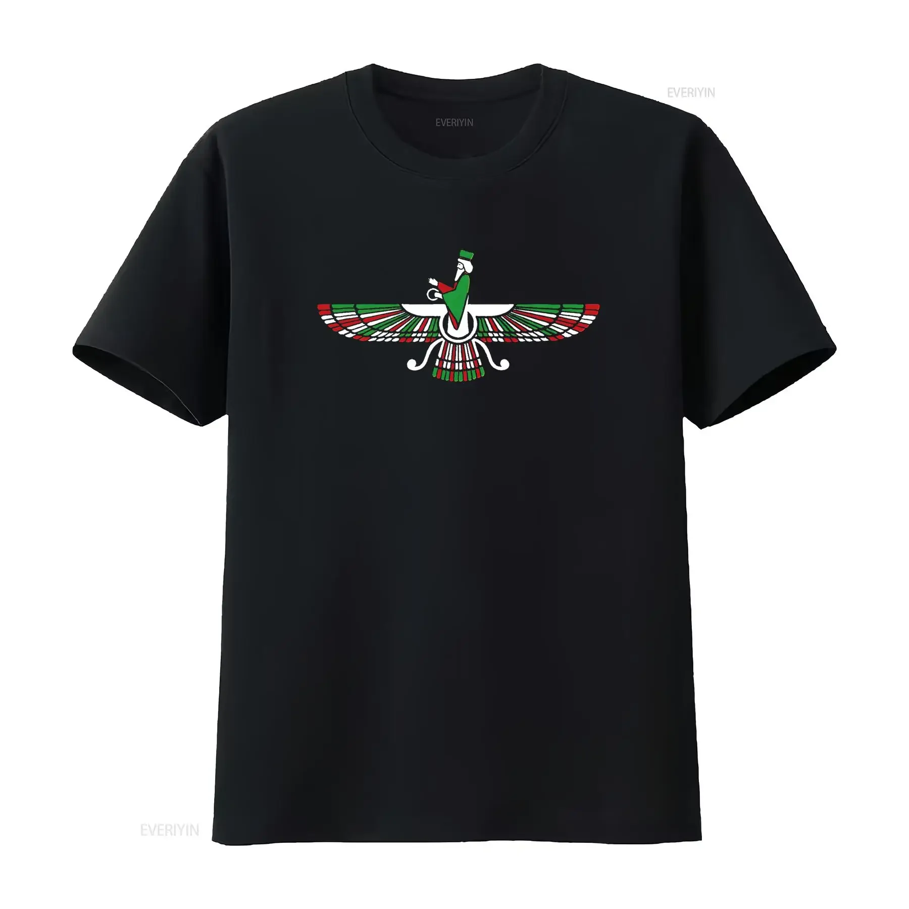 Mens Faravahar Zarathustra Zoroastrian Farohar Iran flag T Shirt Black Medium vintage Washed homme graphic designer clothes