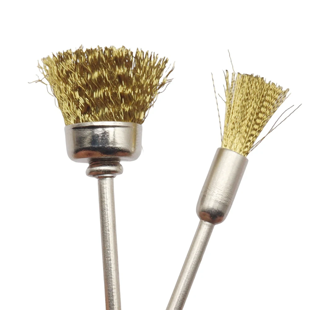 2Pcs Electric File Brushes, Copper Wire Buffing Wheels, Rust Removal Polish Cup Brushes, Nail Art Manicure Tool, Odorless Clea