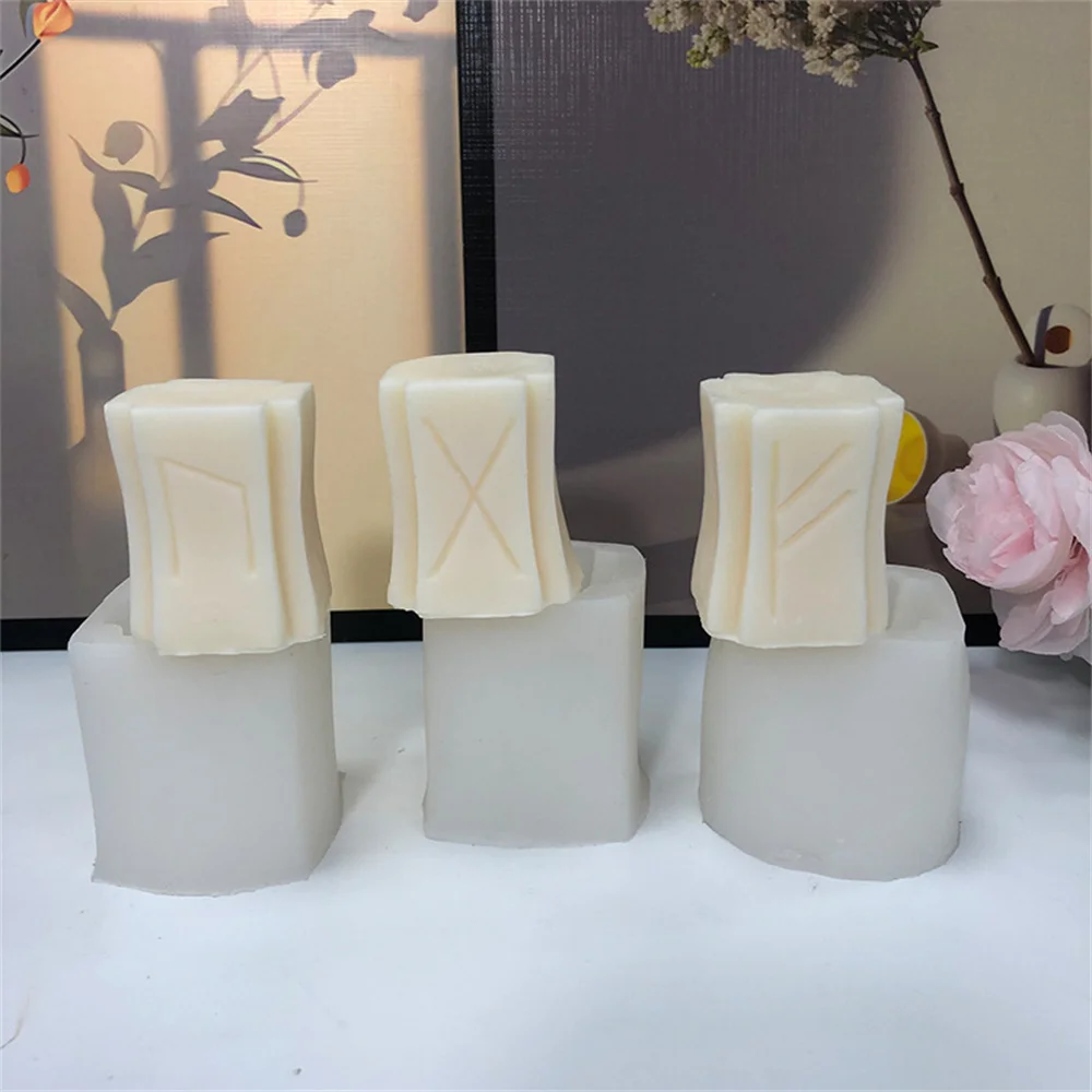 Futhark Letters Candle Silicone Mold RUNE DIY Handmade Art Candle Gypsum Soap Birthday Cake Decoration Baking Supplies Mold