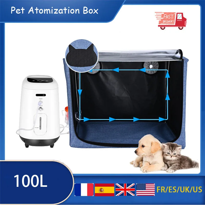 100L Veterinary Pet Atomization Nest, Oxygen Cage Atomization Box,  Cats and Dogs, ICU Cage, Folding Tent, Breathing Medical