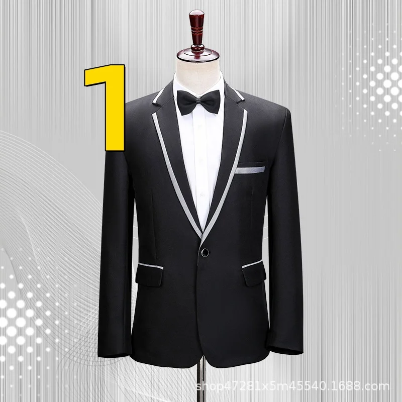 

M11186 Black suit jacket sequined youth suit performance costume