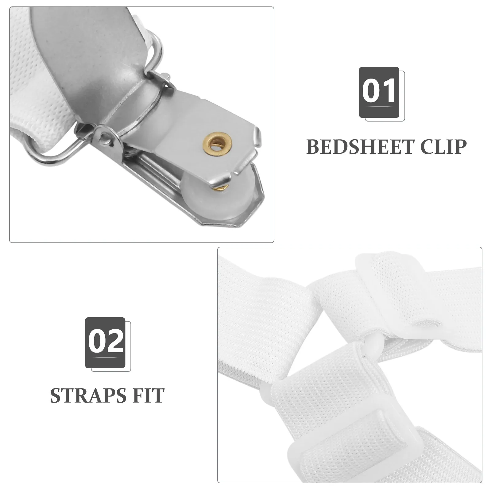 

Bed Adjustable Elastic Straps White Grip Firmly Easy to Use for All Types of Bedding Adjustable