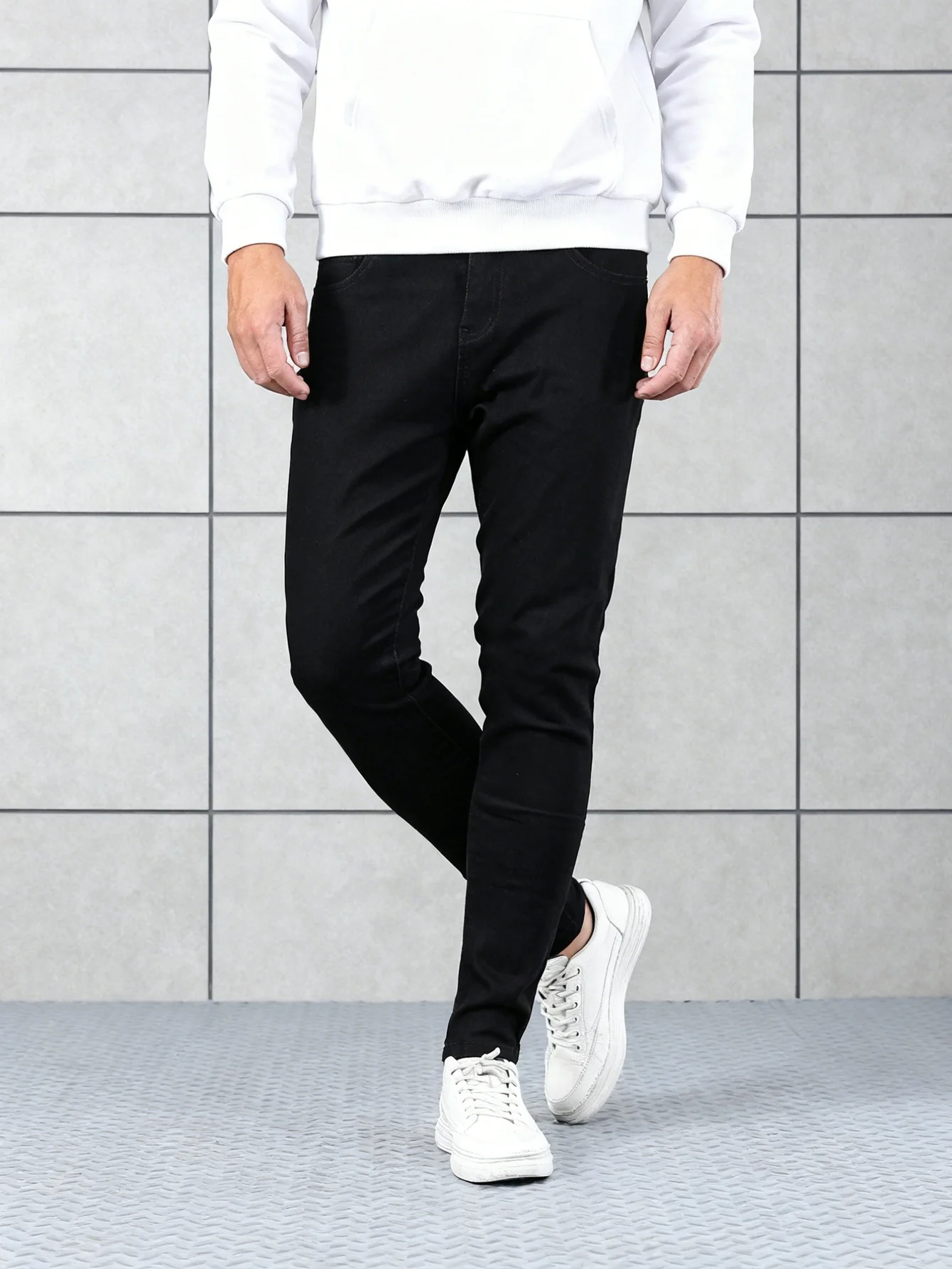 

Casual Black Men's Original Skinny Jeans Pants Y2K Drip Vibe Daily Denim Trousers No accessories or belts included