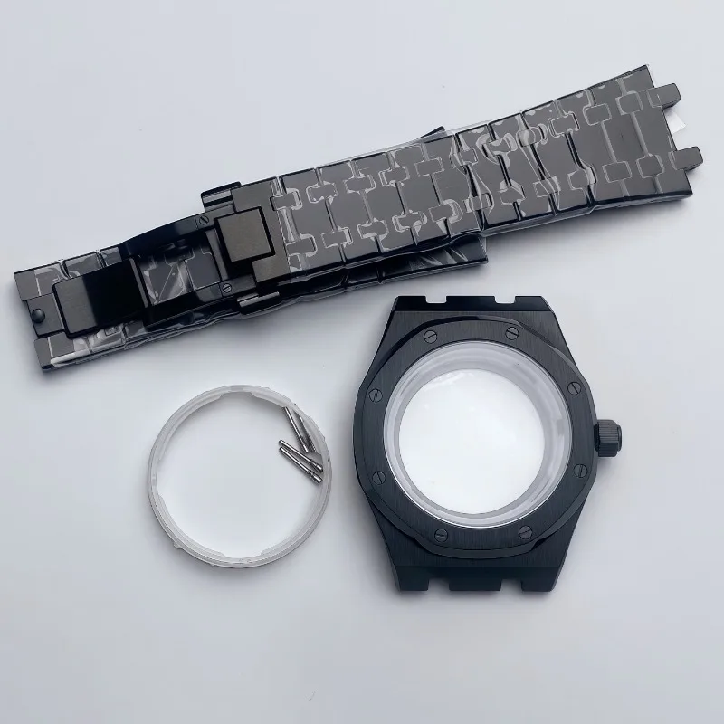 NH35 ケース、42MM オークケース、ステンレススチールストラップ、フルサファイアガラス、NH36/NH70 キャリバーに適合