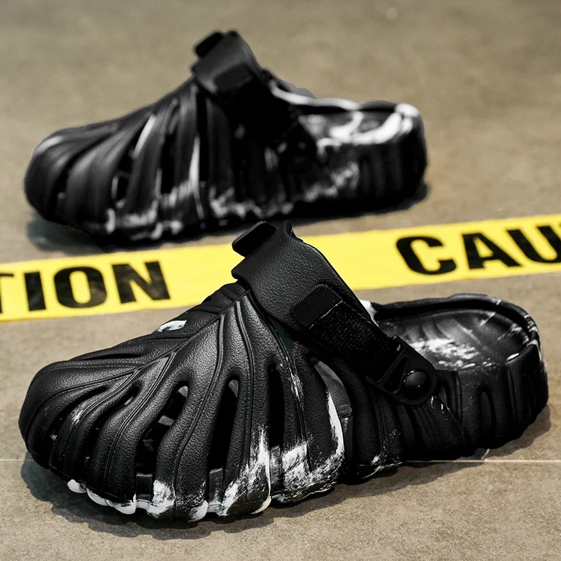 

2025 New Beach Sandals EVA Men's and Women's Hollow Garden Tie Dye Hole Slippers Sports Running Shoes