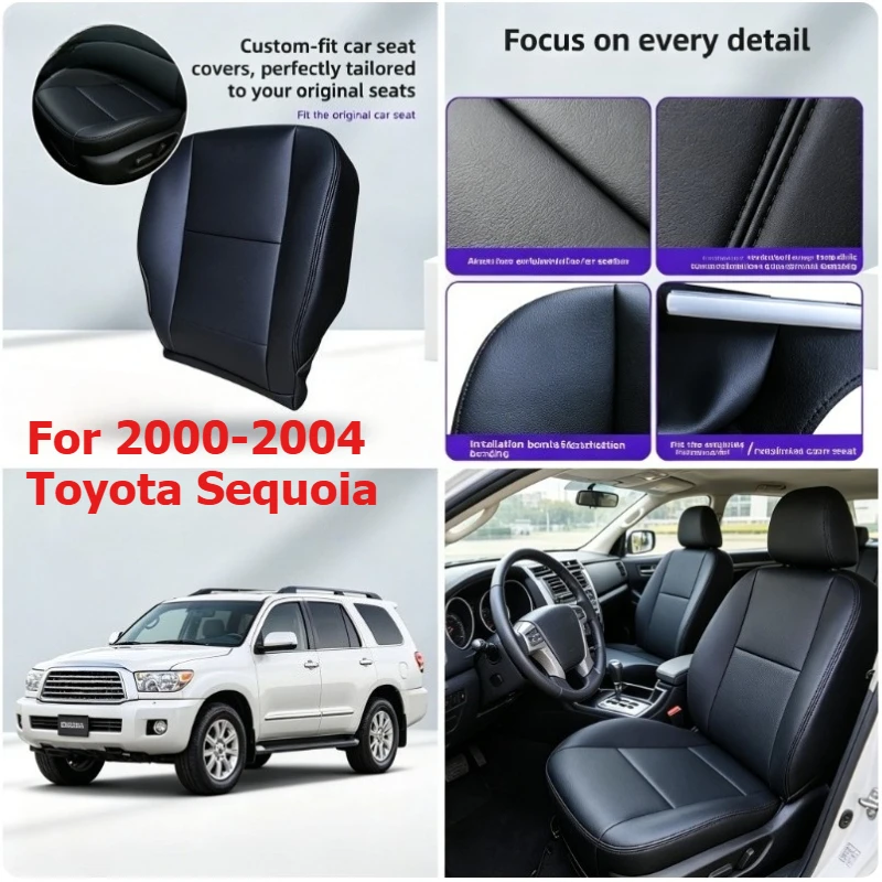

For 2000-2004 Toyota Sequoia PU Leather Car Seat Cover Custom Seat Covers Driver & Passenger Side Bottom Renovation Seat Cover