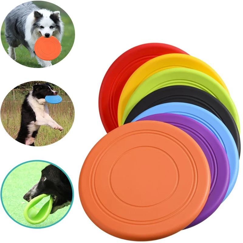 3pcs Random Color Pet Dog Silicone Game Frisbeed Dog Toy Flying Discs Trainning Interactive Toys Pet Supplies Flying Disc