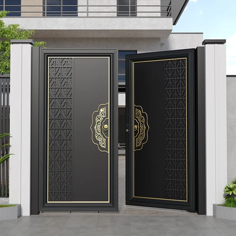 Aluminum art outdoor courtyard outdoor garden single and double door rural self-built villa outdoor yard aluminum alloy door