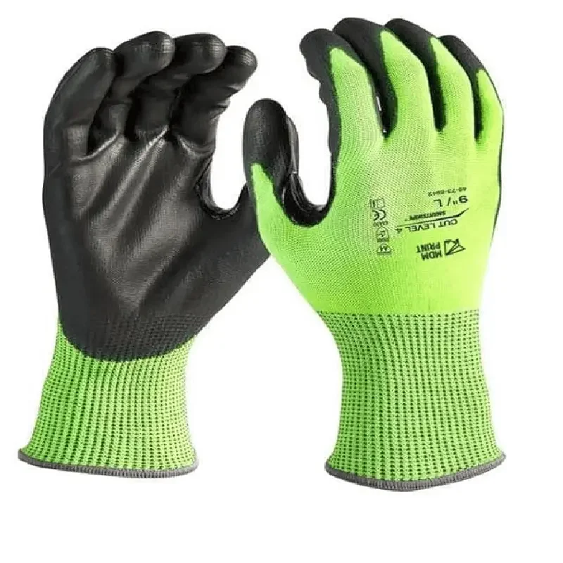 

12PK High Visibility Cut Level 3 Polyurethane Dipped Gloves - M