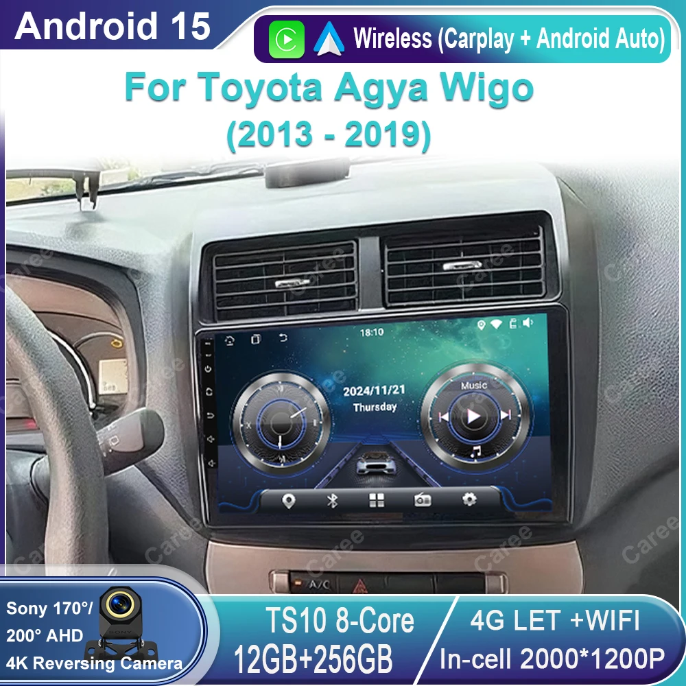 

Android For Toyota Agya Wigo 2013 - 2019 Car Radio Video Player Multimedia Navigation Auto Carplay QLED Wifi GPS BT NO 2 din DVD