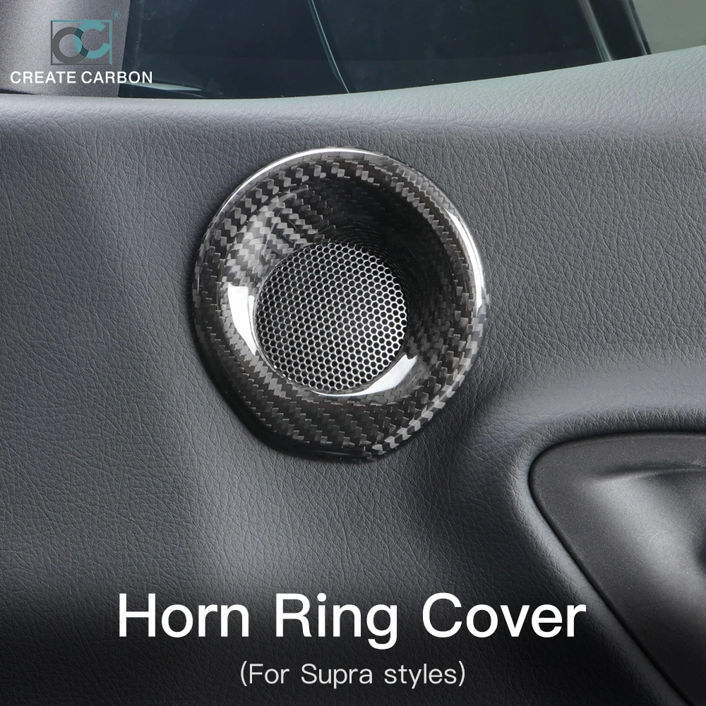 Carbon Fiber Door Audio Ring Decoration Cover for Supra A90 2019-2023 Horn Circle Cover, Car Door Panel Decoration Stickers