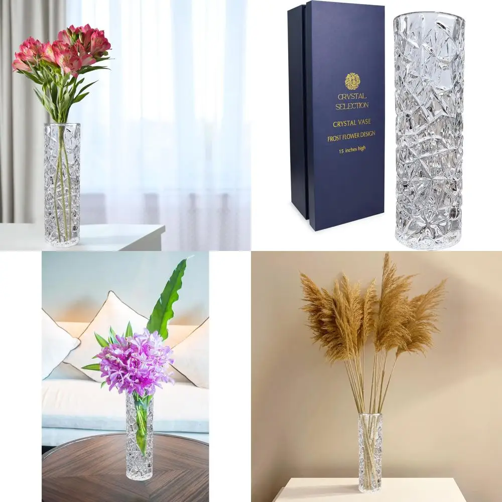 

15 Frosted Flower Crystal Vase - Elegant Decor & Gift for All Occasions