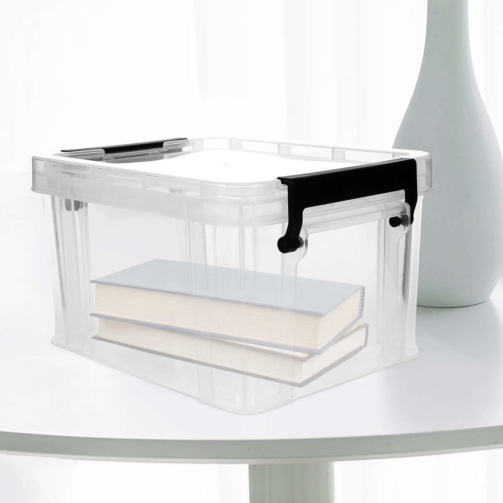 

Transparent Multi-Functional Storage Box Plastic Organizer Clear Lid Household Desktop Sundries Holder Suitable for Kitchen