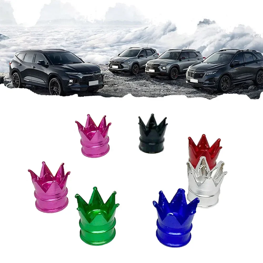 

4Pcs Car Crown Styling Aluminum Wheel Tyre Tire Air Valve Stem Cap Dust Cover Universal Car Decorative Exterior Accessories