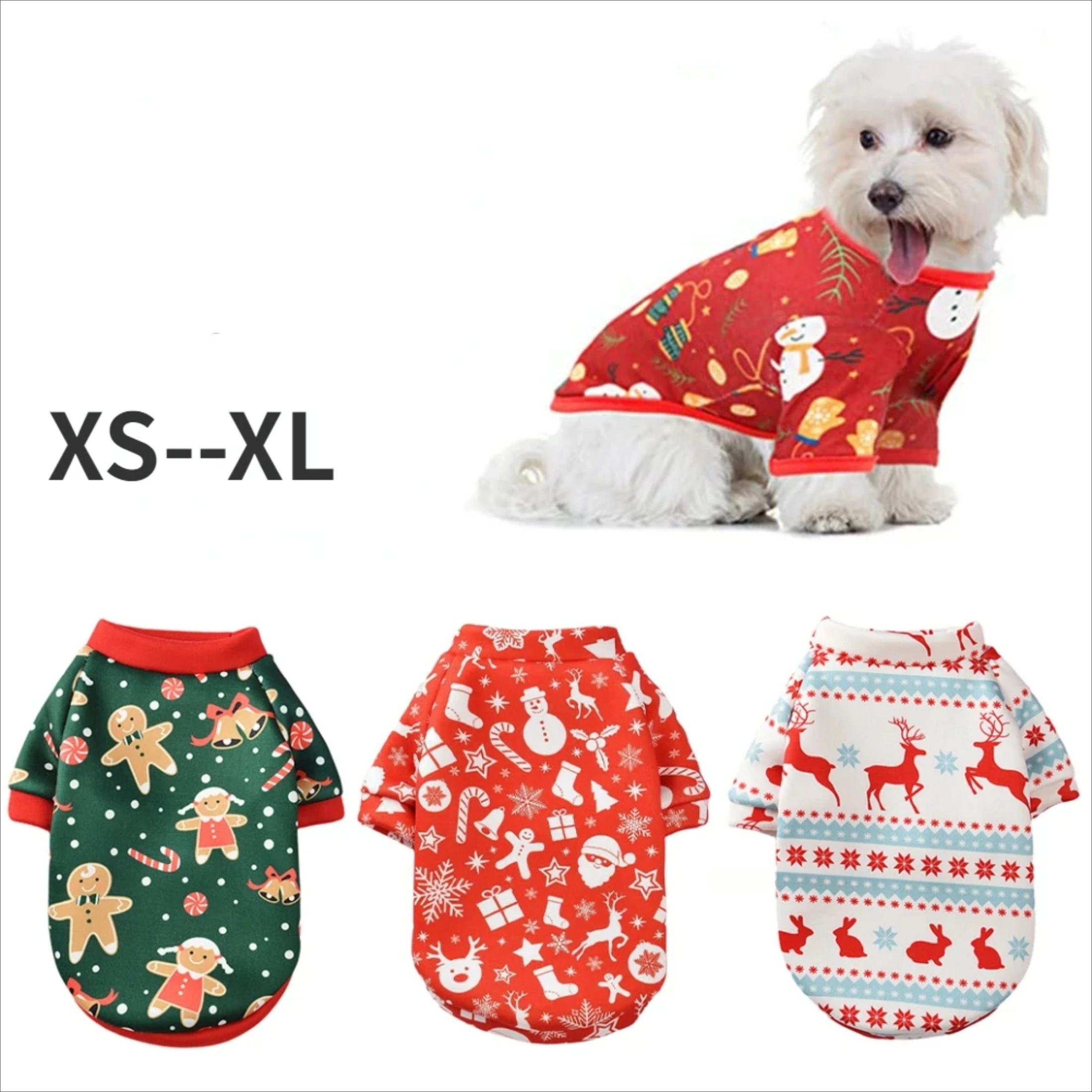 XS-XL Christmas Dog Clothes Pet Clothing Hoodies Comfortable Warm Soft Autumn Winter Puppy Outfit Pet Dog New Year Coat