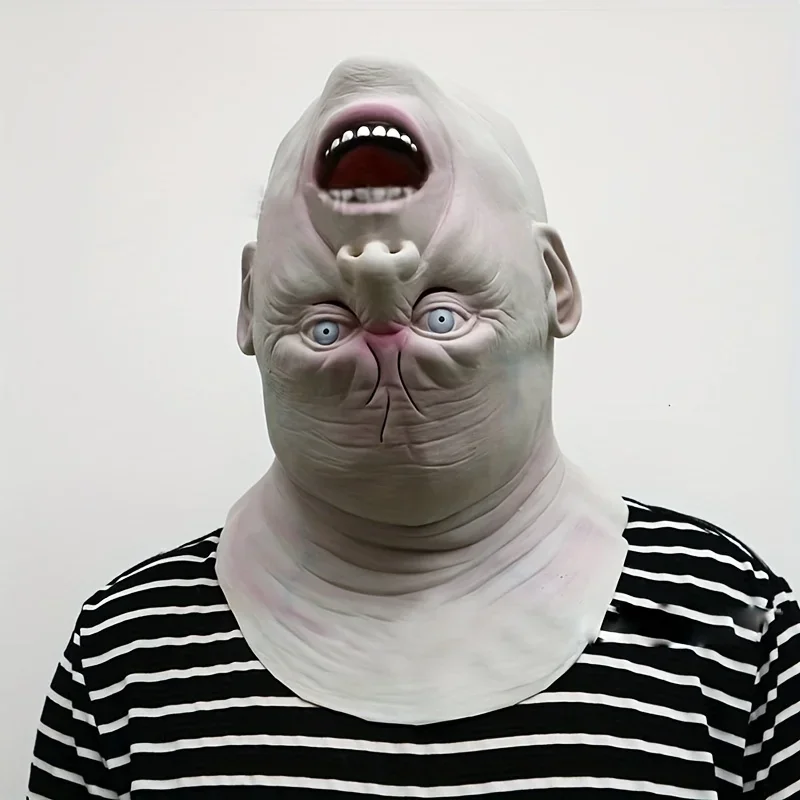 

Halloween Horror Alien Ondersteboven Hoofdmasker, Oude Man Hoofdbedekking Zombie Duivel Maskers Voor Mannen Rekwisieten Voor