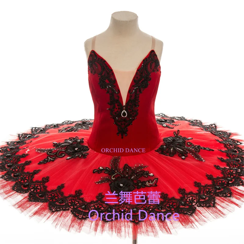 

Shiny High Quality Professional Custom Size Classical Adult Girls Red Black Bird Ballet Tutu Costumes