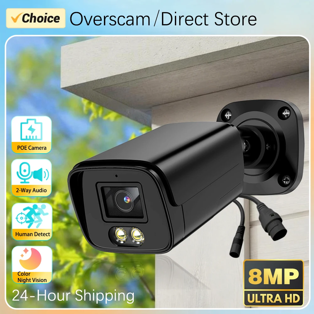 Black 4K 8MP 5MP POE Security IP Camera System Two-Way Audio Color Night Vision Support 8CH Poe NVR H.265 Surveillance CCTV Cam