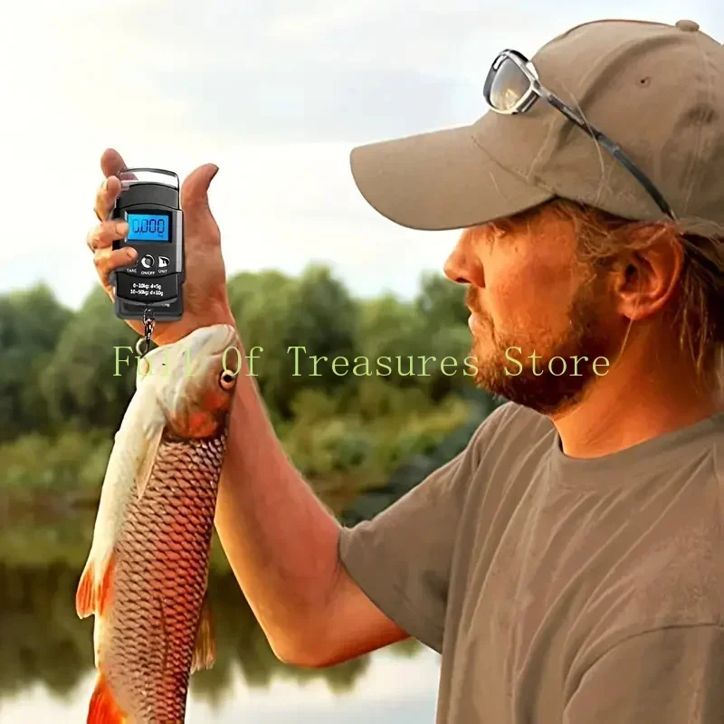 110lb/50kg Backlit LCD Display Fishing Scale With Built-in Measuring Tape Electronic Digital Fishing Travel Hanging Hook Scales