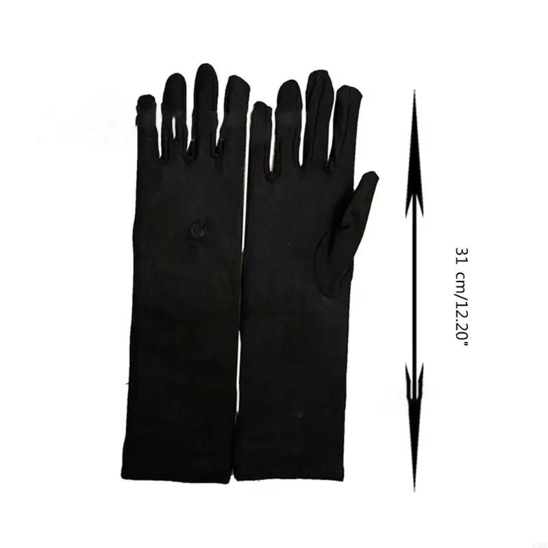 J2HE Muslims Arab Black Gloves for Women Sunproof Arm Cover Embroidery Long Arm Sleeves Full Finger Arabian Hijab Hand Gloves