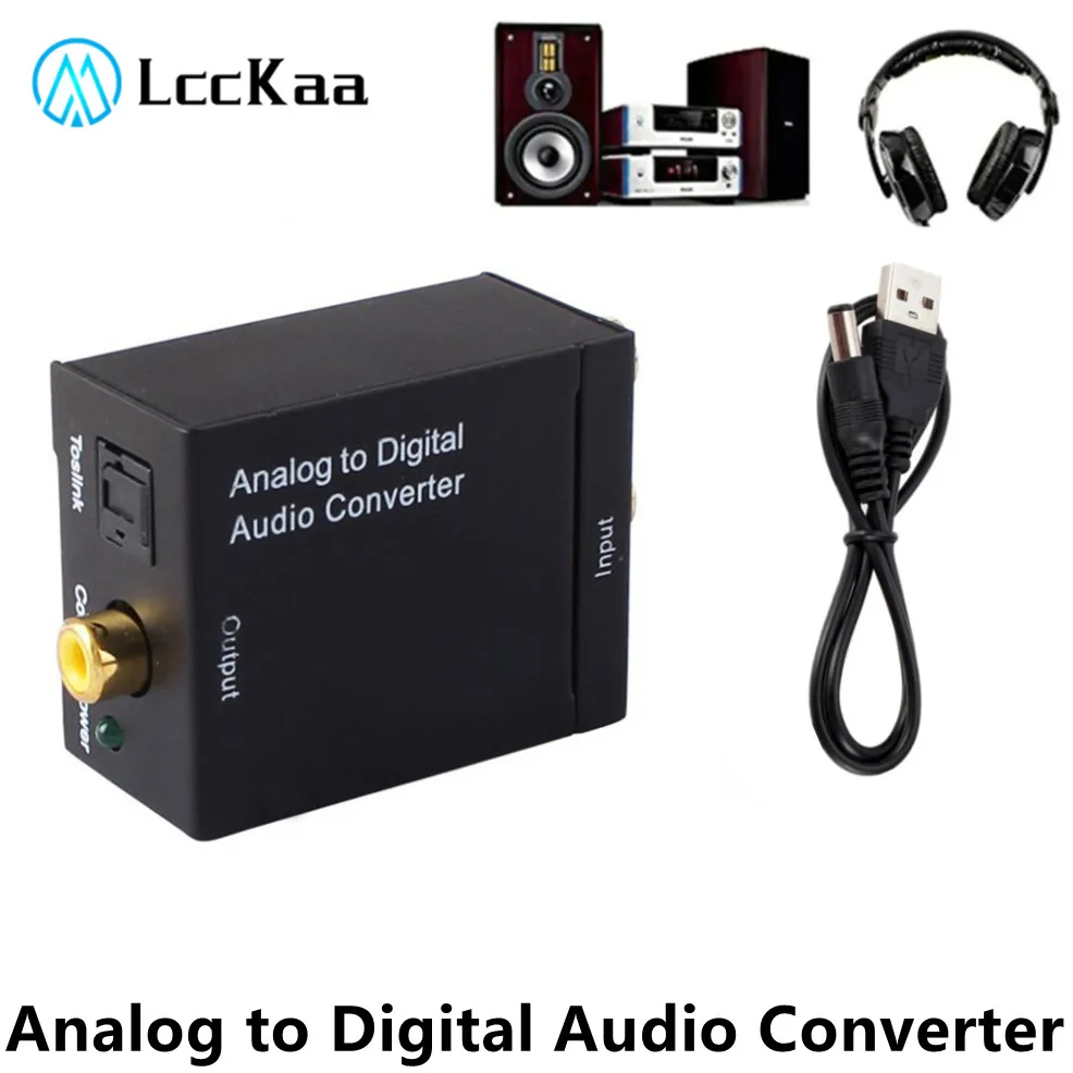 LccKaa Conversor de áudio analógico para digital Amplificador Decodificador óptico coaxial RCA Toslink Adaptador de áudio Adaptador SPDIF para TV Xbox