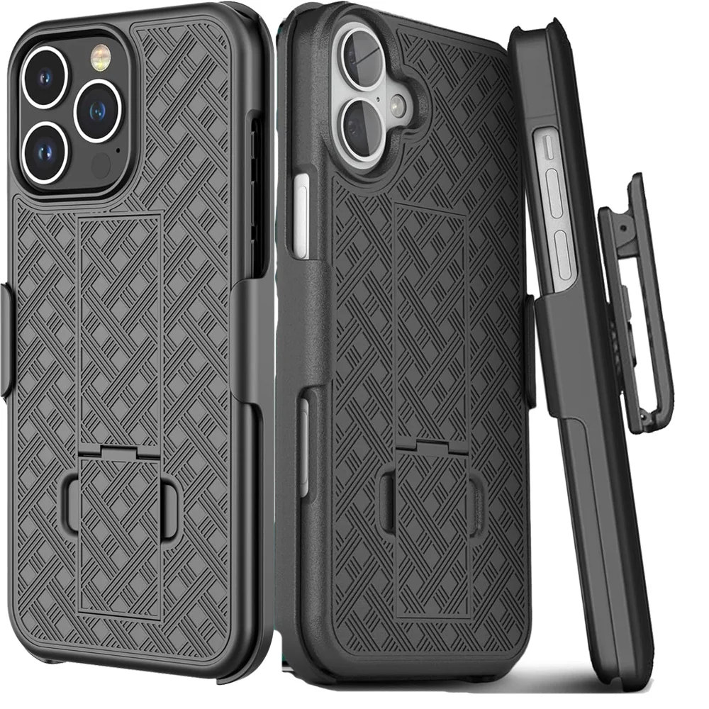 Robuste Combo Stoßfeste Armor-Gürtelclip-Holster-Hülle für iPhone 12 16 Pro Max 15 14 Plus 13 11 Cover mit Ständer und drehbarem Telefonhalter – Detail 1