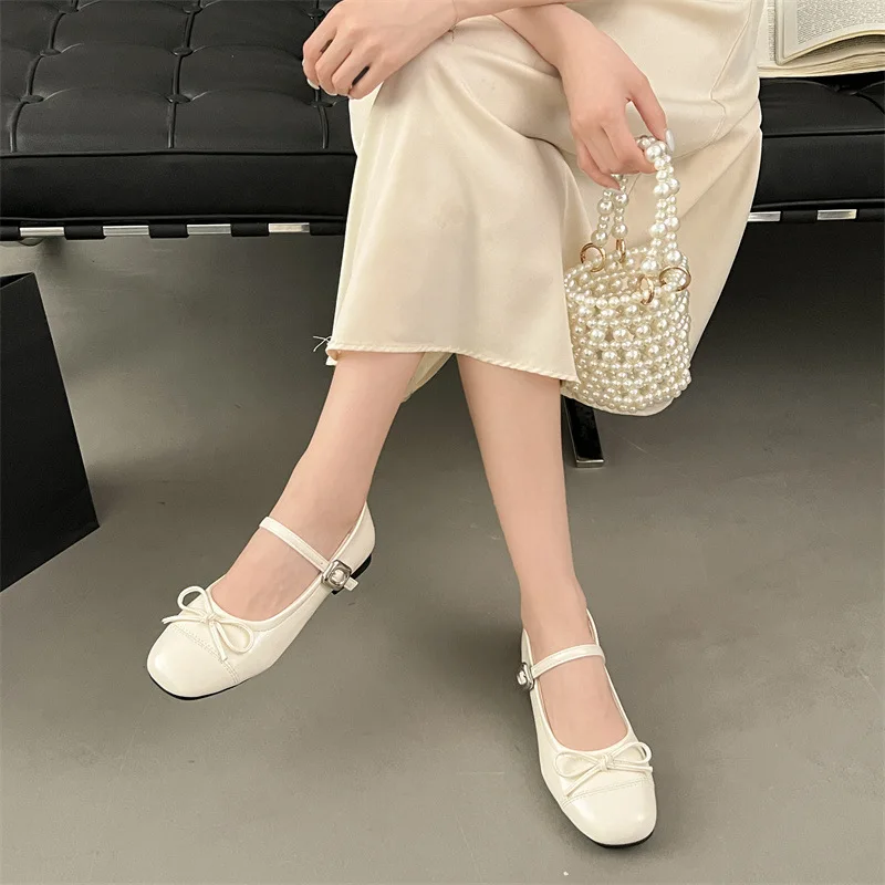 Vintage Damen Ballerinas Komfortschuhe mit Runder Spitze und Weicher Sohle Elegante Schuhe mit Schleifenknoten Oma-Schuhe 2026