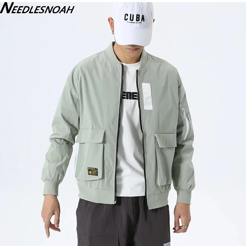 

NEEDLESNOAH Men's Bomber Jacket coats Casual Korean Fashion Safari Style Multi-pocket 2024 New Male Autumn Clothes