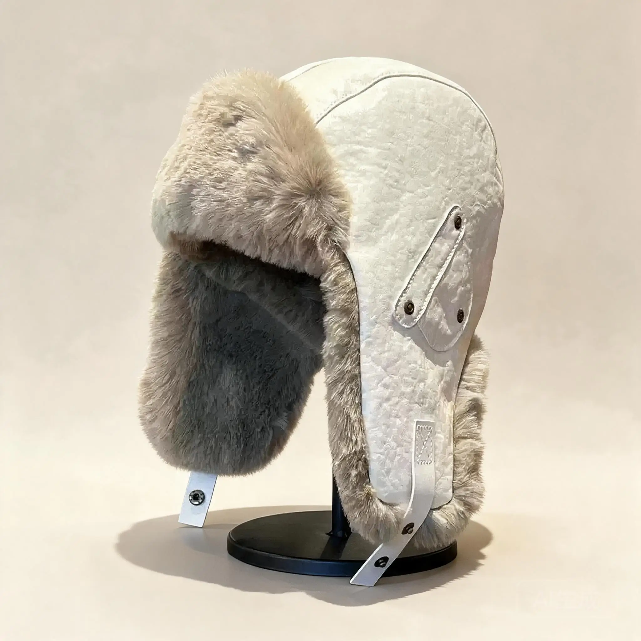 Unisex Winter Faux Leather Padded Trapper Hat Plush Fur Earflaps Warm Ushanka Cap For Cold Weather Casual Sports Chic Men Women