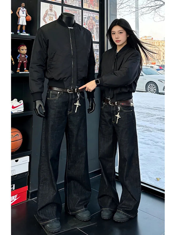 

American Retro Bla Original Jeans Men's Slimming Leg Lengthening Cleanfit Waist up Straight Micro Flared Pants Casual Wear