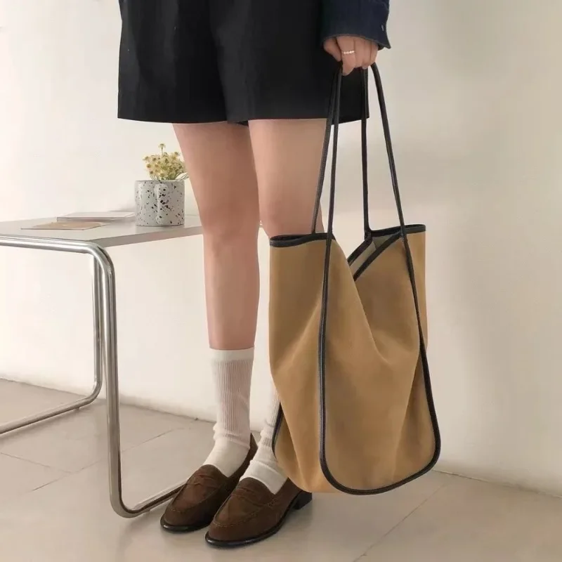 

Niche Texture First-layer Cowhide Frosted Bucket Tote Bag Hand-held One-shoulder Casual Commuting Bag for Women 2024 Autumn New