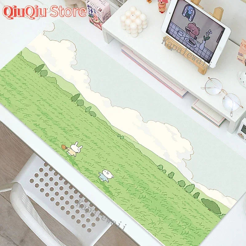 

Cute Countryside Bunny & Bear Mouse Pad Large Extended Desk Mat Non-Slip Waterproof Keyboard Pad for Kawaii & Cottagecore Lovers