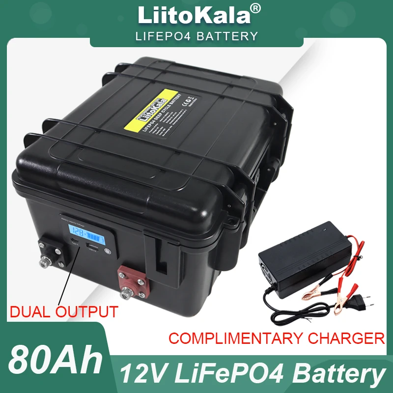 12.8V 80AH LiFePO4 Battery 12v 4s Lithium Iron Phosphate Inverter Car lighter Batteries USB Output Portable suitcase Charger