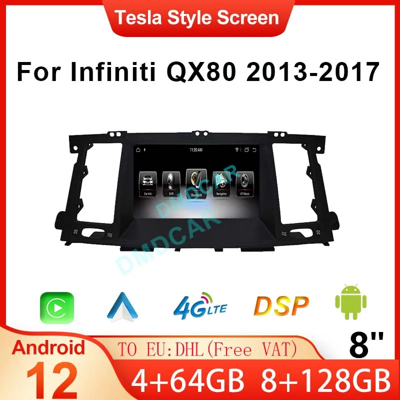 

8" 128G Tesla Style Vertical Screen Android 12 For Infiniti QX80 2013-2017 GPS Navigation Auto Radio Stereo Multimedia Player BT