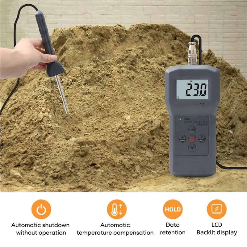 Exquisite-2X PMS710 Portable Soil Moisture Meter Soil Moisture Analyzer For Concrete, River Sand, Soil, Gypsum