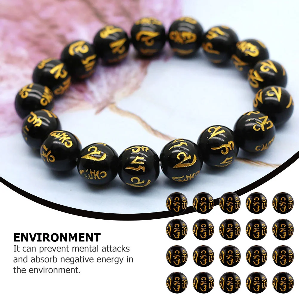 

200pcs Buddhist Beads Tibetan Design Smooth Acrylic Spacer Beads For Diy Jewelry Making Findings Chinese Amulet Craft