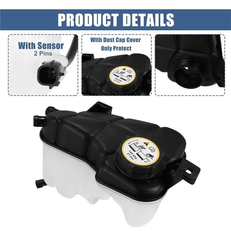 Tanque de depósito de refrigerante LR004080 para Land Rover LR2 2008-2012 botella de expansión de desbordamiento de radiador con tapa