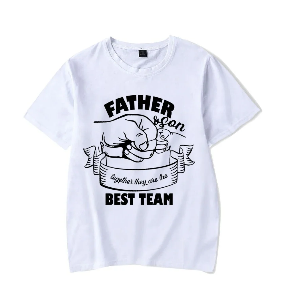 Father and Son Best Team T Shirt Daddy Child Fist Bump Fathers Day Shirt Funny Daddy and Son Outfits Matching Suits Oversized