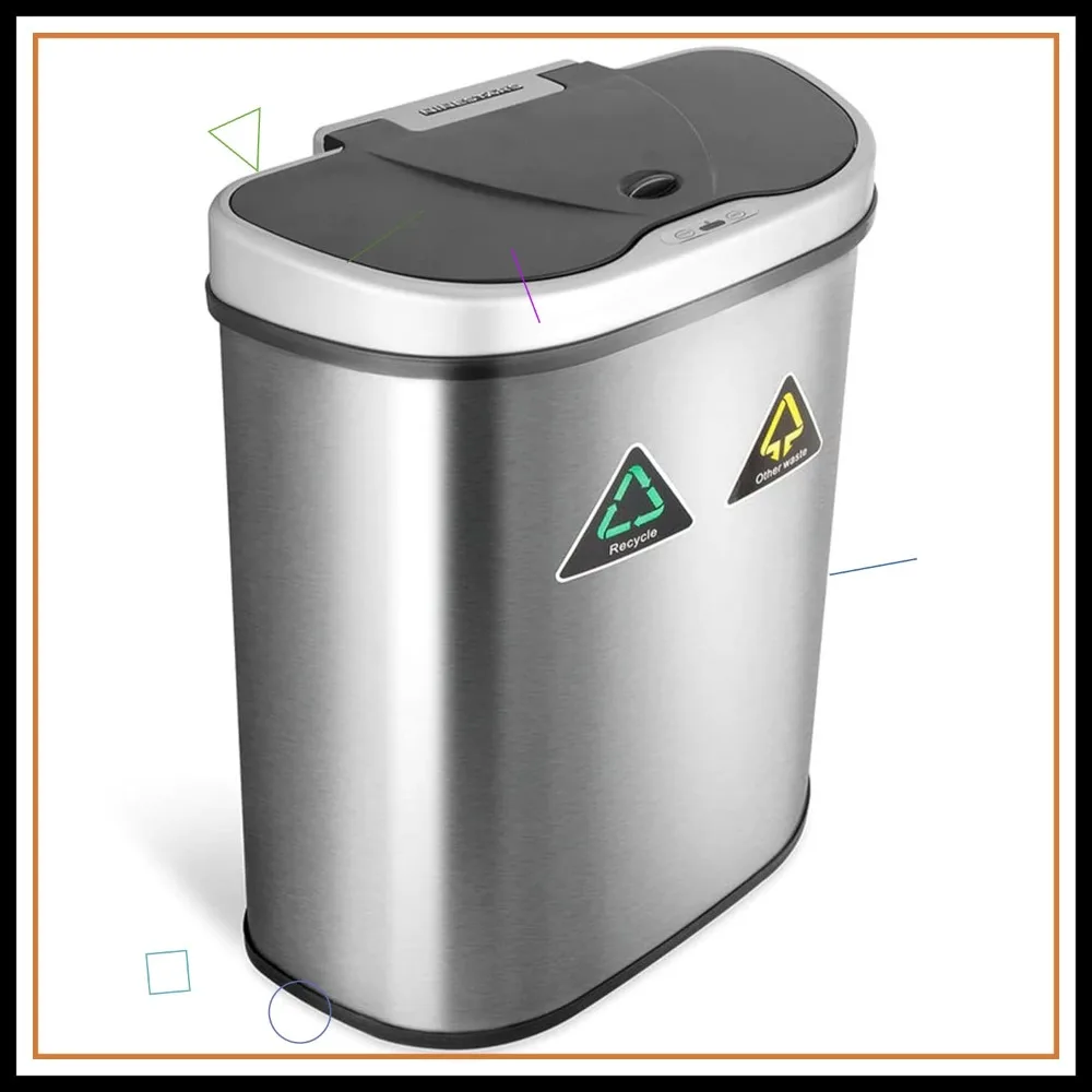 

Motion Sensor Trash Can, 18.5-Gallon Stainless Steel Automatic Lid with Odor Seal for Kitchen Bathroom Indoor Use