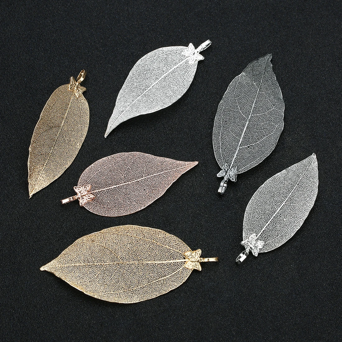 2 teile/los Kupfer Schmetterling Blatt Charms Strukturierte Blatt Anhänger Für Schmuck Machen DIY Armband Halskette Ohrringe Zubehör – Detail 6