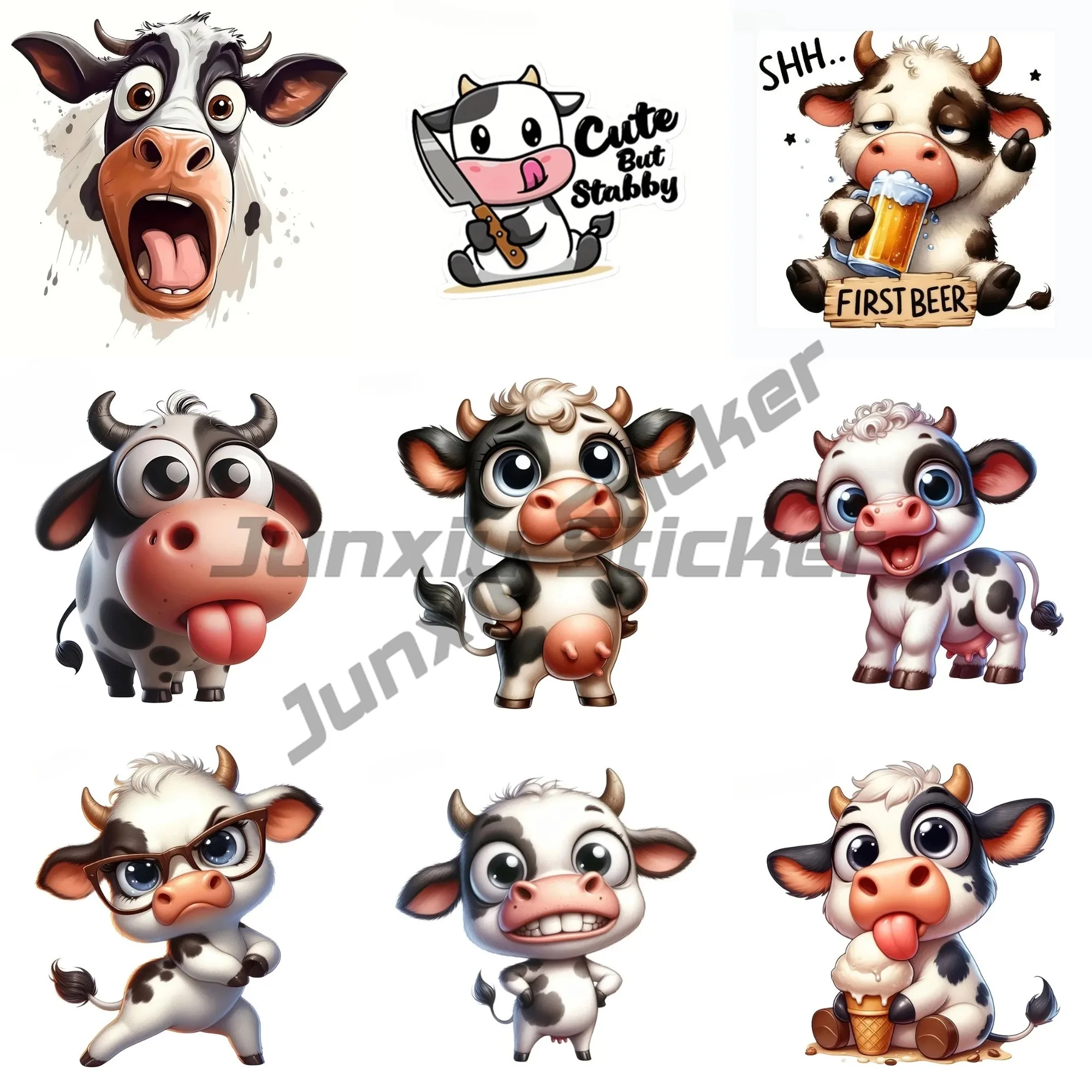 

Humorous Cow Decals - PVC Material, Multi-Surface Adhesive Stickers for Cars, Motorcycles, Laptops, and More -